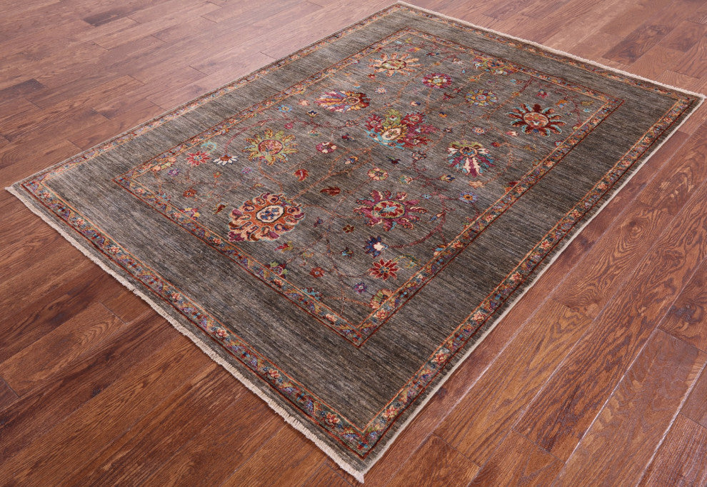 4' 10" X 6' 7" Persian Tabriz Hand Knotted Wool Rug Q5787