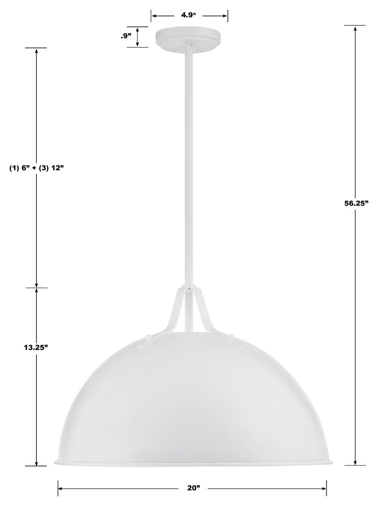 Soto 1-Light White Pendant
