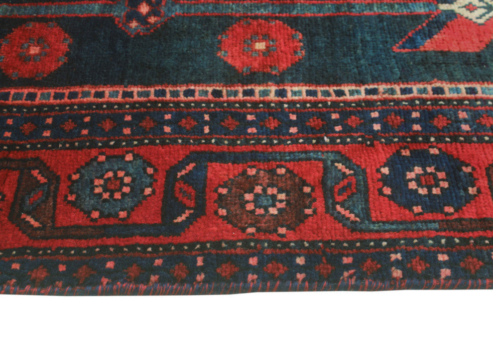 Fine Vintage Distressed Hud Charcoal/Red Rug, 4'9x9'4