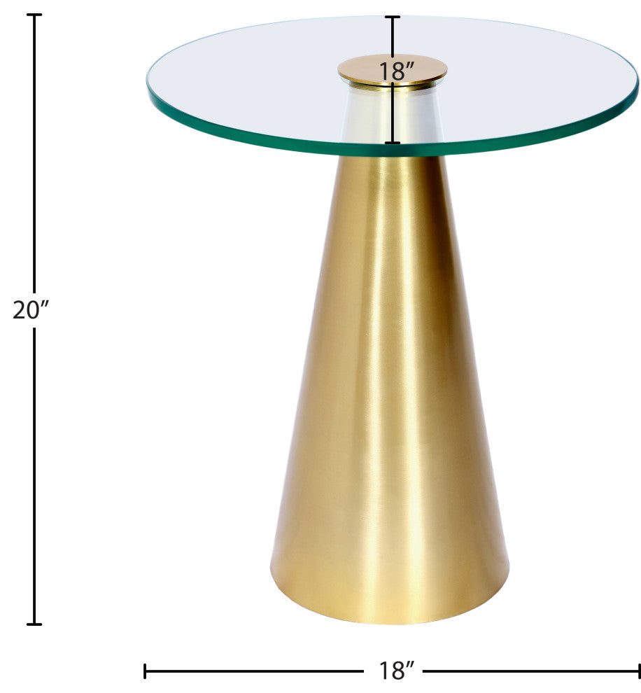 Glassimo Glass Top End Table, Brushed Gold Finish