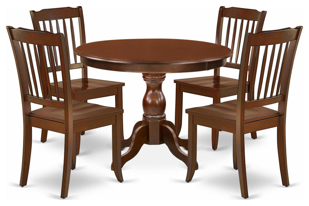 5 Pc Set, Mahogany Small Dining Table, 4 Mahogany Kitchen and Dining Chairs