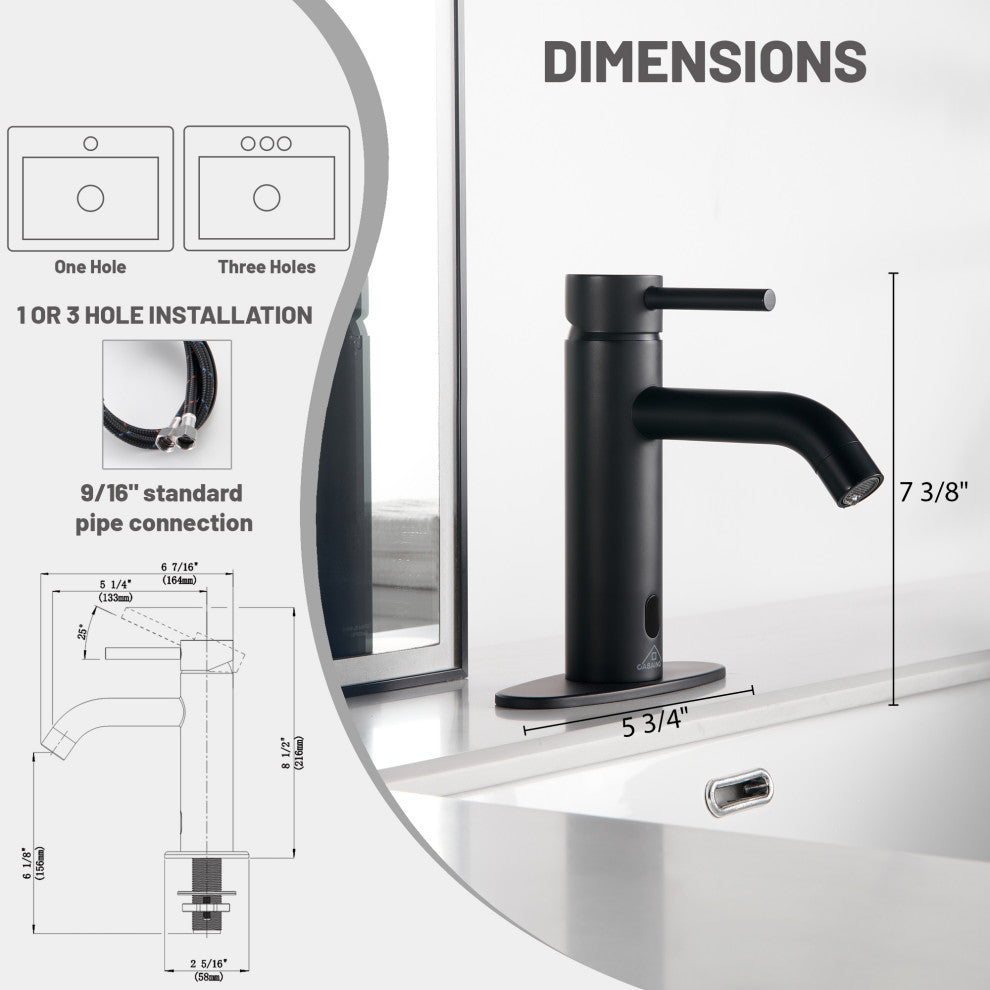 Infrared Sensor Single Handle Bathroom Basin Faucet with Pop-Up Drain