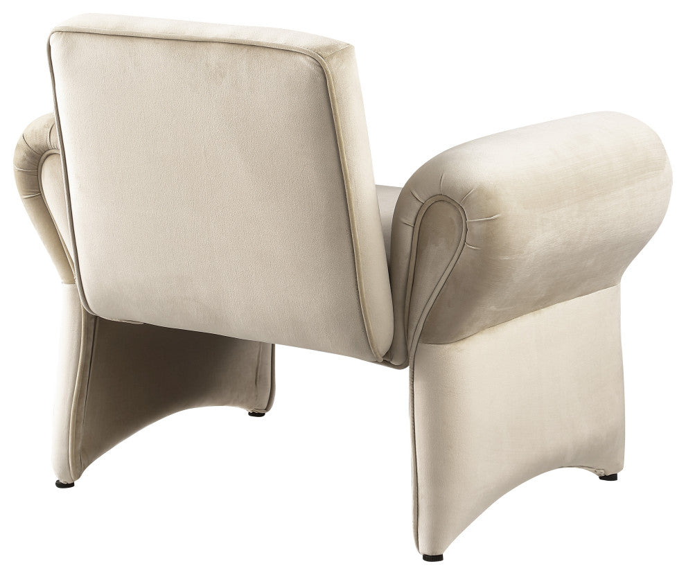 Fleurette Velvet Accent Chair, Cream