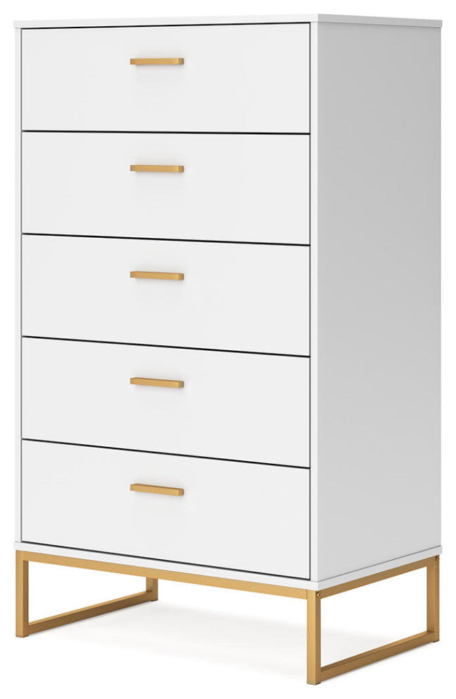 Socalle White/Gold Chest of Drawers