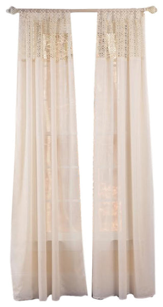 Juliette Crochet Tab Top Sheer Window Panel, Ivory, 52''x108''