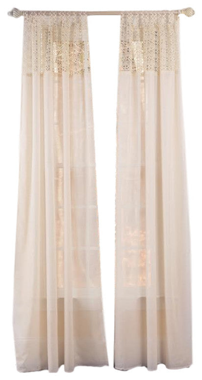Juliette Crochet Tab Top Sheer Window Panel, Ivory, 52''x108''