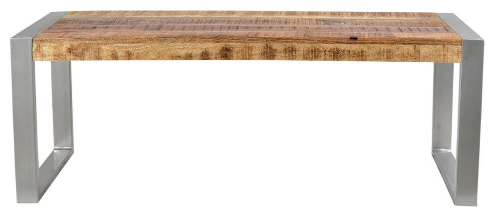 Reclaimed wood Bench with Silver Metal legs, 17.75" H X 60" W X 15.75" D