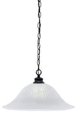 Chain 1-Light Chain Hung Pendant, Matte Black/White Alabaster