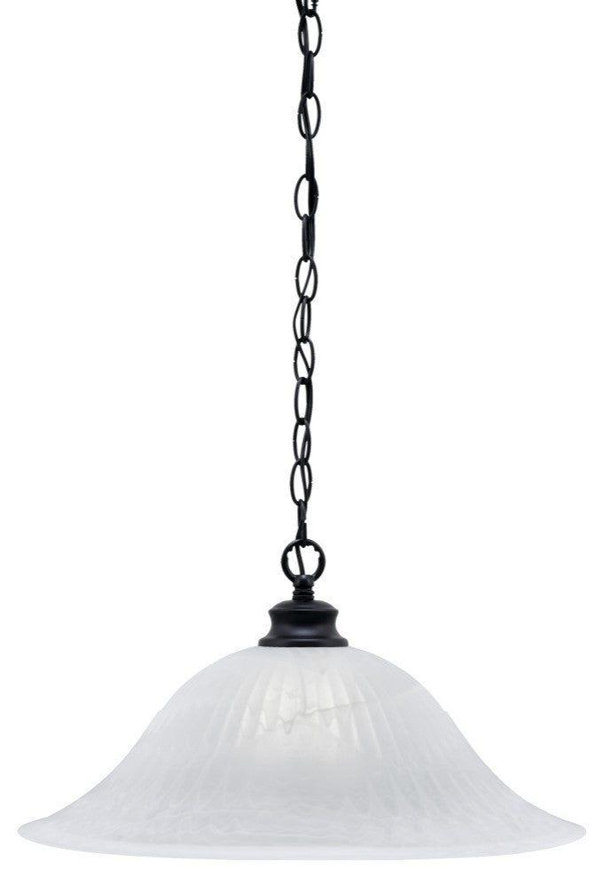Chain 1-Light Chain Hung Pendant, Matte Black/White Alabaster