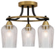 Paramount 3-Light Semi-Flush Light, Matte Black & Brass, 5" Clear Textured Glass