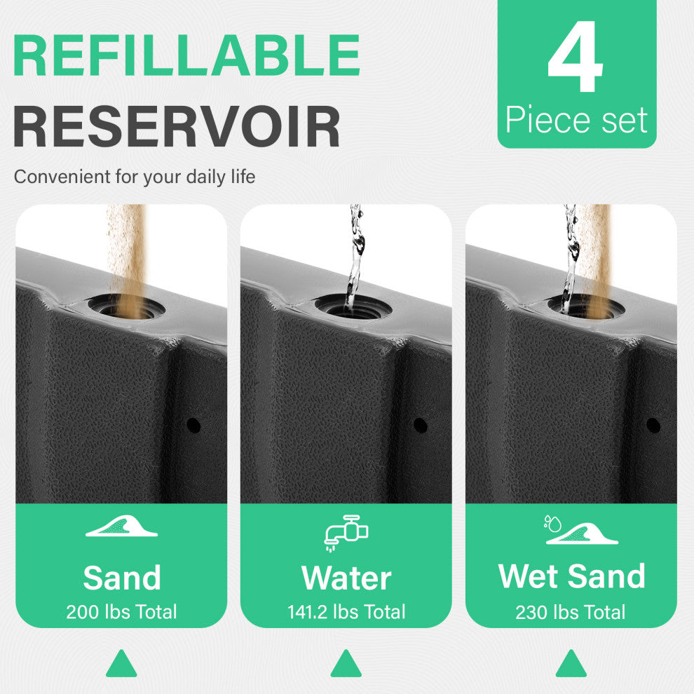 JEAREY 4-Pieces Cantilever Umbrella Base Stand, Black