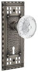 Craftsman Plate Double Dummy, Keyhole Crystal Meadows Knob, Antique Pewter