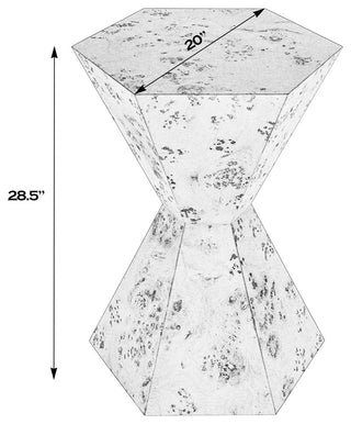 Billie Burl Hexagon Side Table, Light Burl