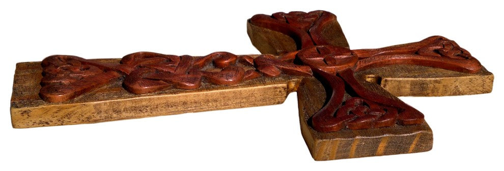 Hand Carved Celtic Style Wall Cross