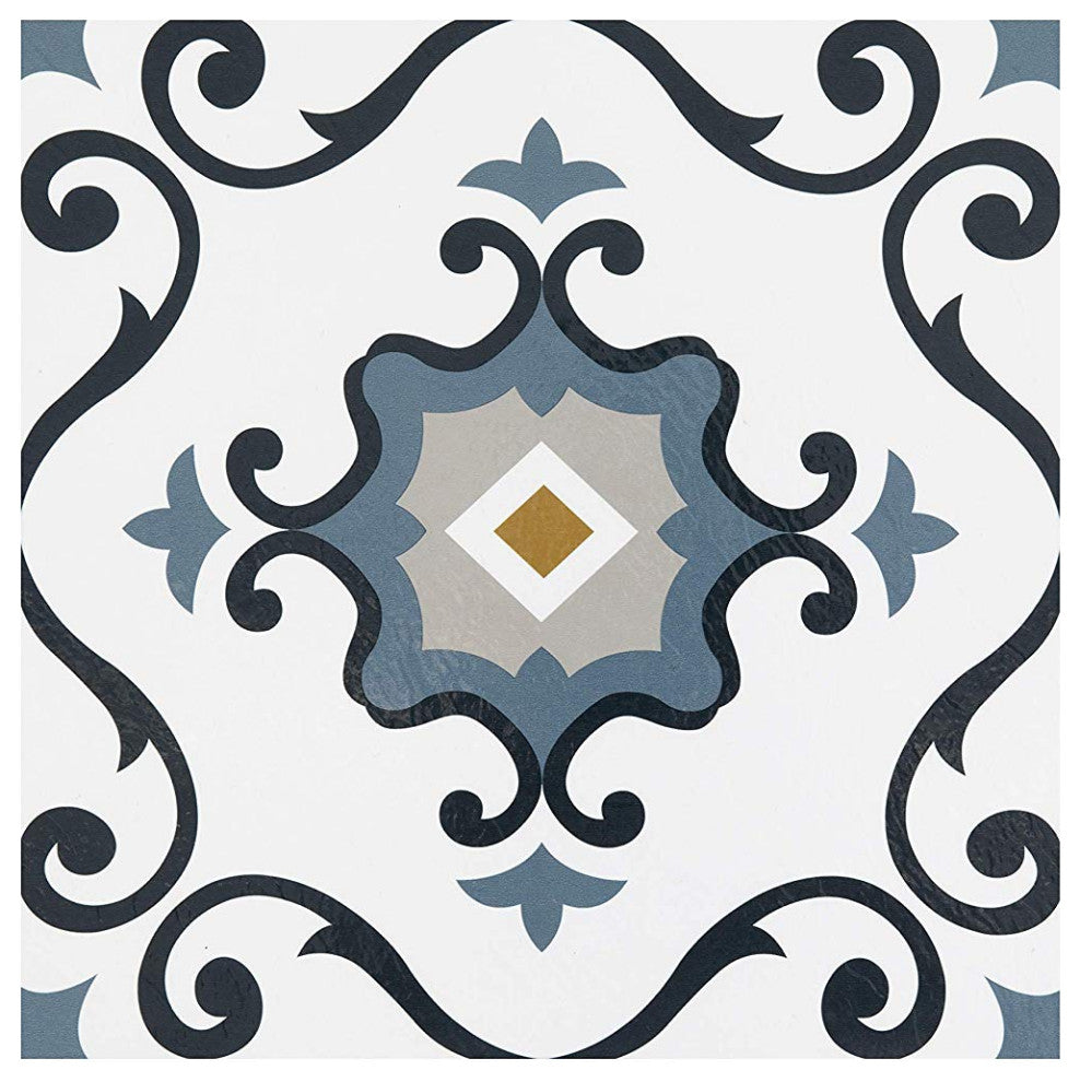 PowerSellerUSA Self-Stick Vinyl Modern Geometric 20-Pcs 1.5mm Thick Tiles 12"