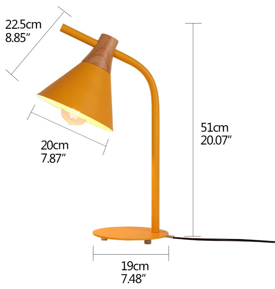 Modern simple iron wood desk lamp for study, bedroom, parlor, bookstore, hotel, Y