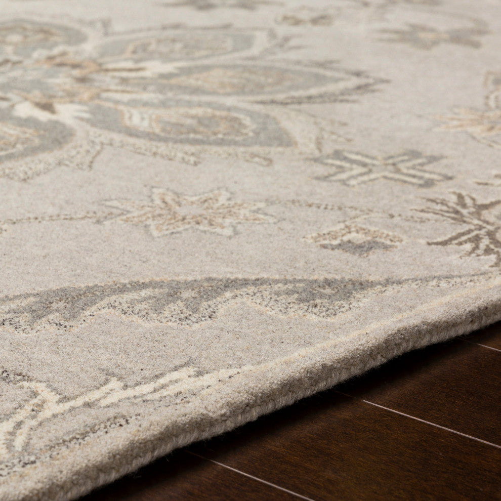 Caesar Traditional Taupe Area Rug, 6'x9' Oval