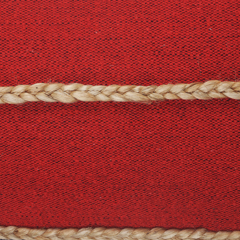 Atlantis Americana Striped Lumbar Pillow with Jute Braiding, 14" X 36"
