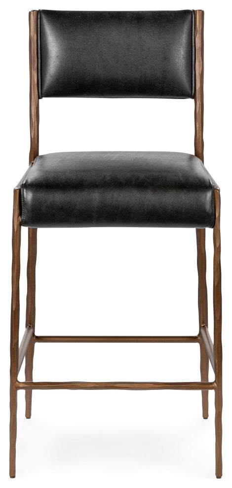 Kayne Leather Counter Stool by Kosas Home , Black