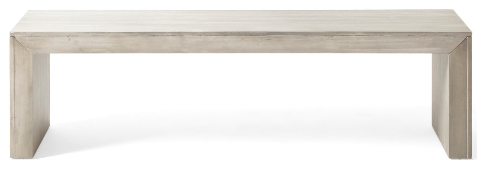 Hyde Farmhouse Acacia Wood Dining Bench, Light Gray Oak