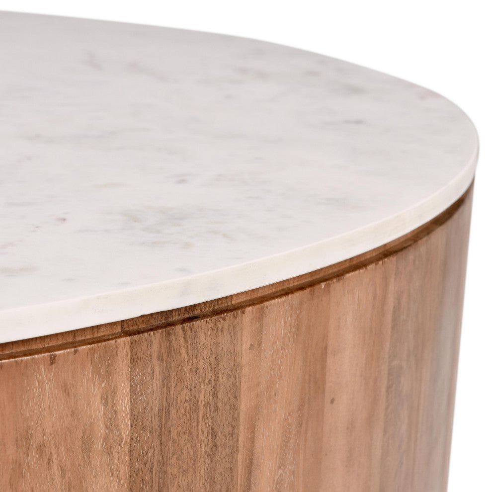 Josie 22" Solid Wood and Marble Round Coffee Table by Kosas Home