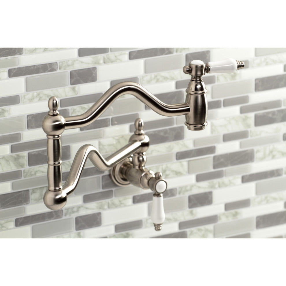 Kingston Brass KS2108BPL Bel Air Wall Mount Pot Filler, Brushed Nickel