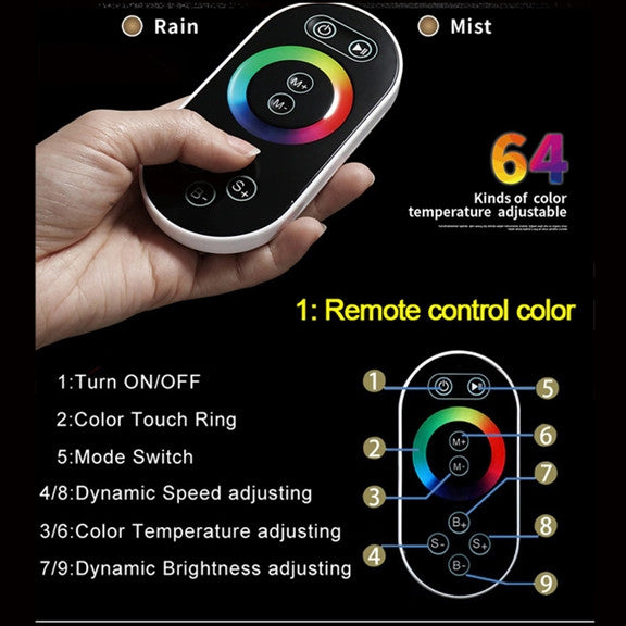 LED Musical Shower System, Hand Shower, Brushed Gold A - Remote Control Light