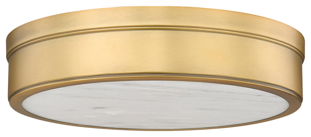 Z-LITE 1-Light Flush Mount, Rubbed Brass