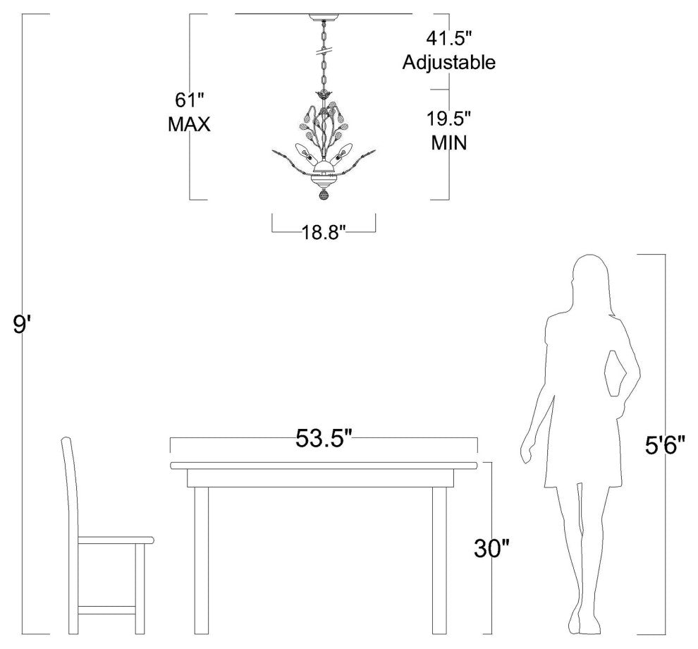 Cathy 4-light Antique Copper Crystal Leaves Chandelier