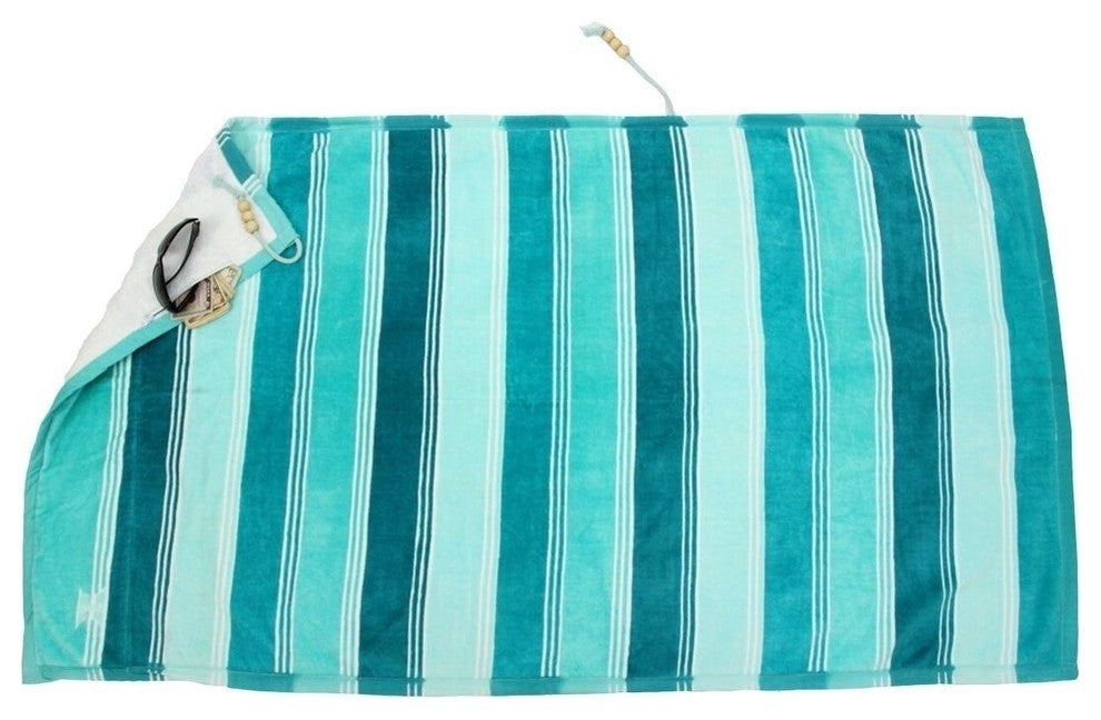 Ombre Crescent Beach Towel, Turquoise