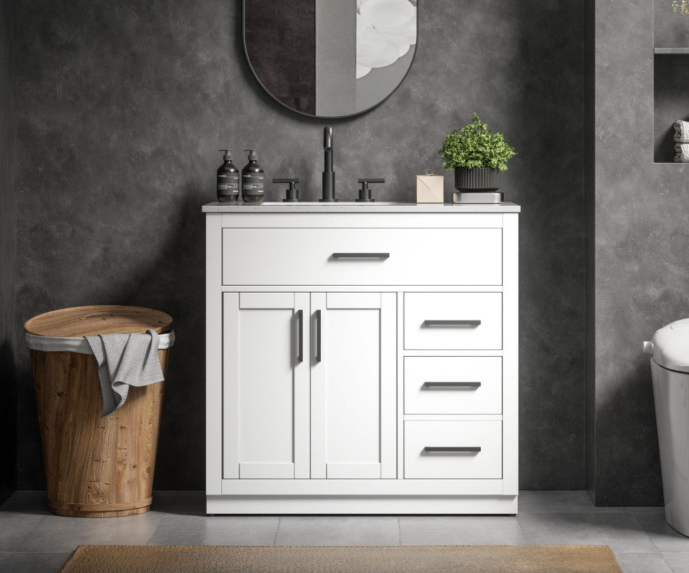 Home Living 36" Single Bathroom Vanity, White
