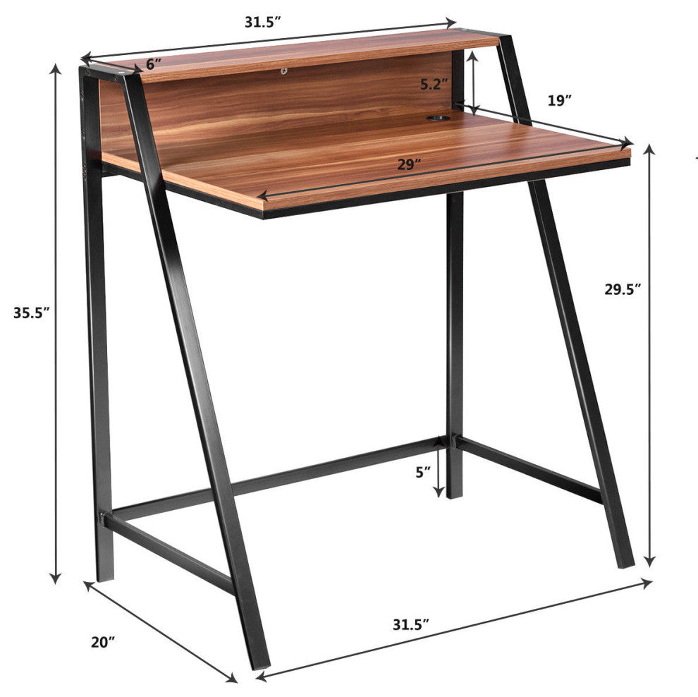 Costway 2 Tier Computer Desk PC Laptop Table Study Writing Home Workstation
