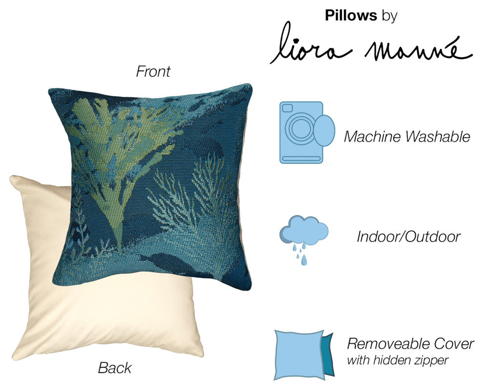 Marina Coral Garden Indoor/Outdoor Pillow Lapis 18"x18"