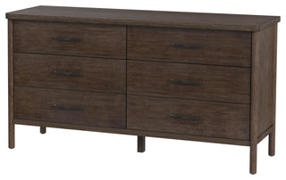 Lennon 6 Drawer Rounded Leg Dresser, Soft Brown