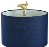 Golden Giraffe Table Lamp, Solid Gold, Navy Blue
