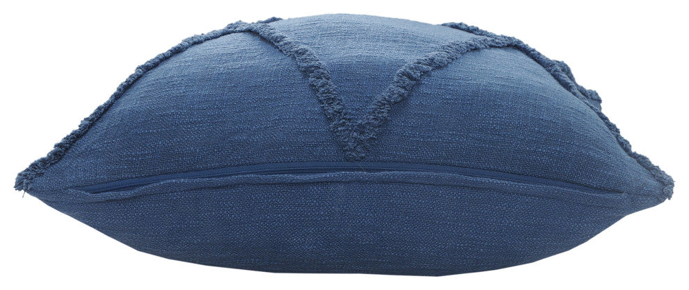 Boho Diamond Tufted Cotton Throw Pillow, Cobalt Blue, 18" X 18"