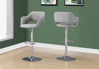 Bar Stool Swivel Bar Height Adjustable Metal Fabric Grey Chrome