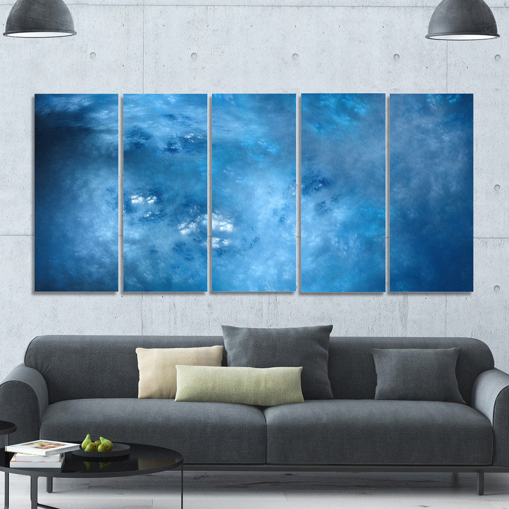 Blur Clear Blue Sky with Stars, Abstract Canvas Art Print, 60"x28", 5 Panels