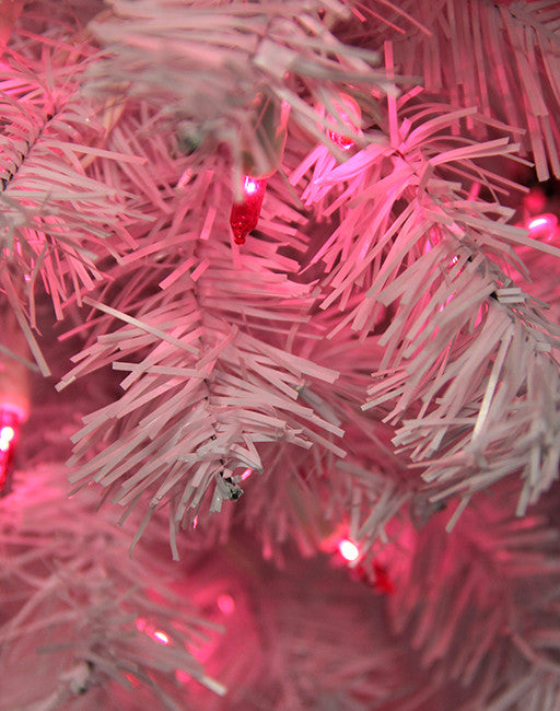 24" Pre-Lit White Cedar Pine Artificial Christmas Wreath, Pink Lights