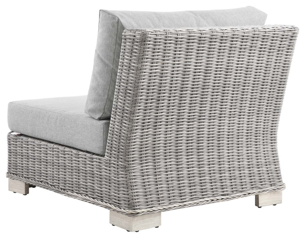 Lounge Sectional Sofa Chair Table Set, Rattan, Wicker, Gray, Outdoor