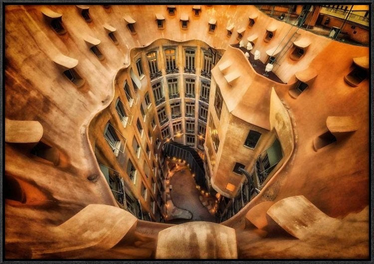 "Casa Mila La Pedrera Barcelona." Framed Canvas Giclee by Massimo Cuomo, 31x22"