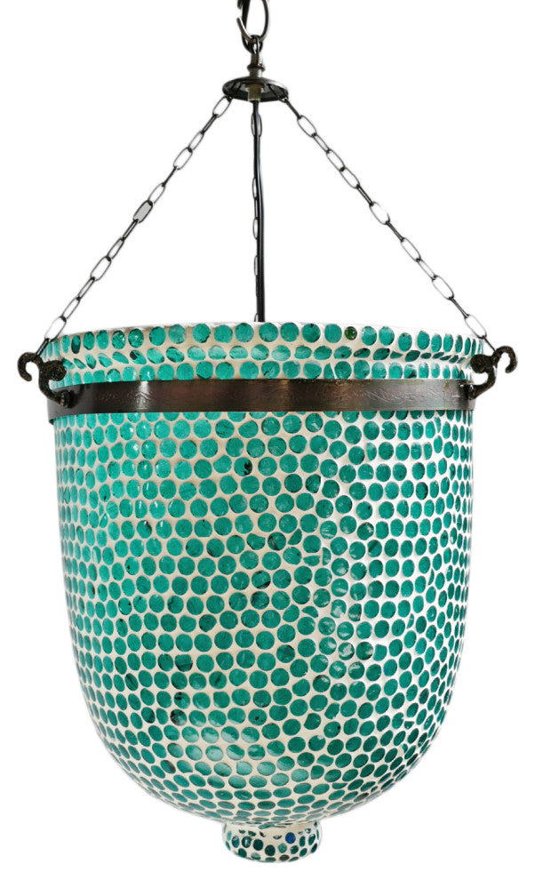 Blue Mosaic Bucket Pendant, Medium