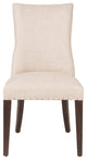 Wood and Linen Dining Chairs, Beige Finish, Set of 2