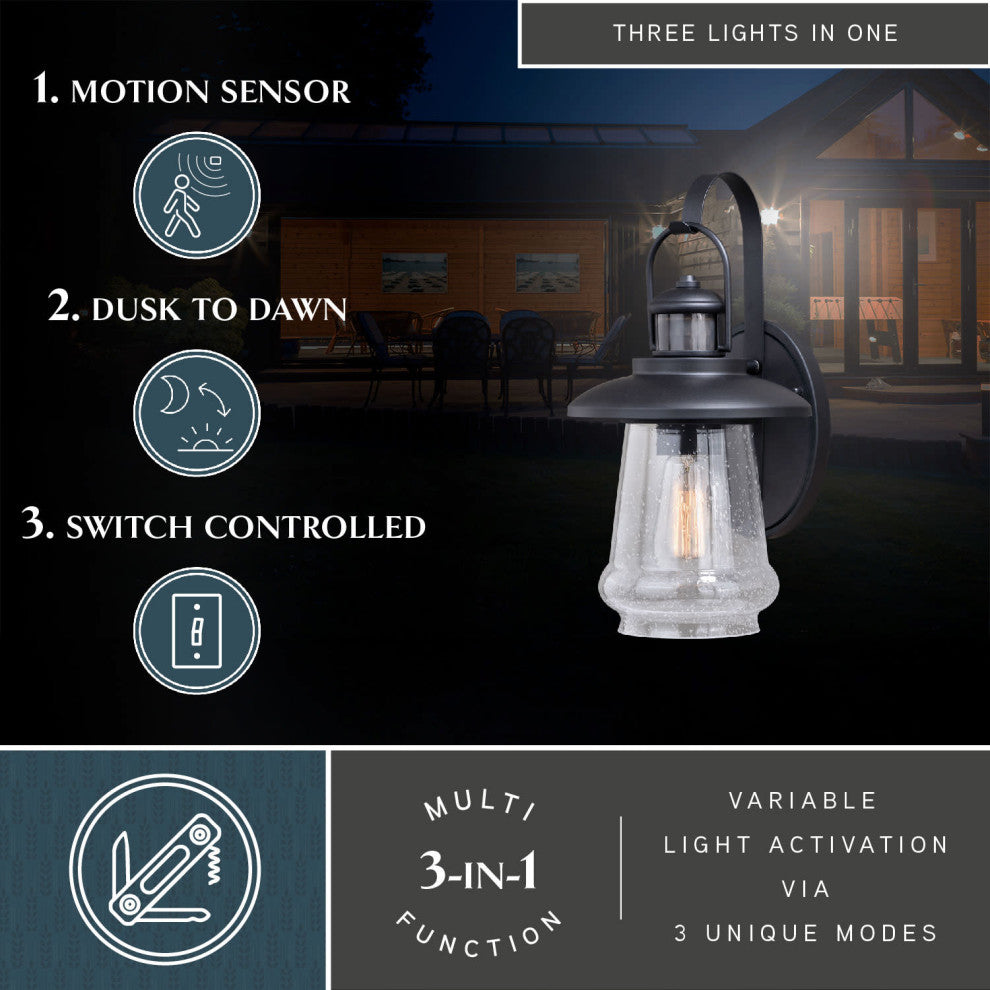 Bridgeport Motion Sensor Dusk to Dawn Outdoor Wall Light Oil Rubbed Bronze