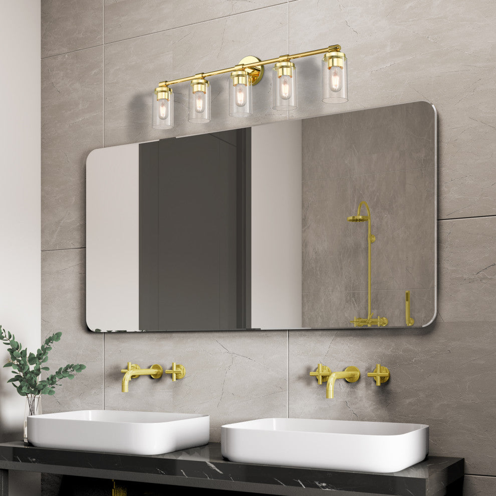 Whittier 5-Light Polished Brass Large Vanity Sconce
