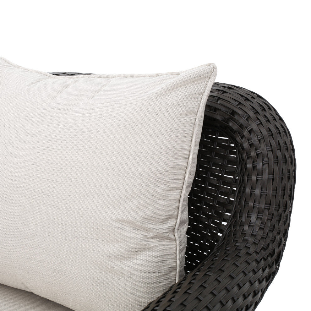 GDF Studio Admiral Outdoor Wicker Swivel Rocking Chair, Water Resistant Cushions, Set of 2