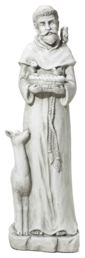 36.25" MGO St. Francis Garden Statue Feeds Animals