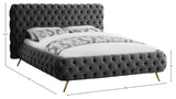 Delano Velvet Upholstered Bed, Gray, King