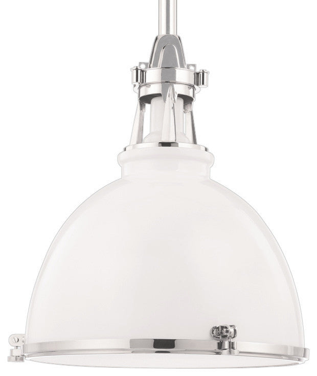 Massena, One Light 20-inch Pendant, White Polished Nickel Finish