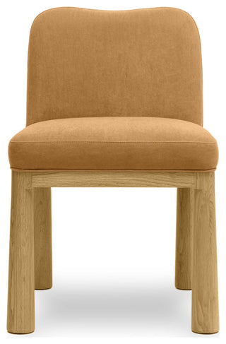 Tiara Velvet Oak Dining Chair, Cognac